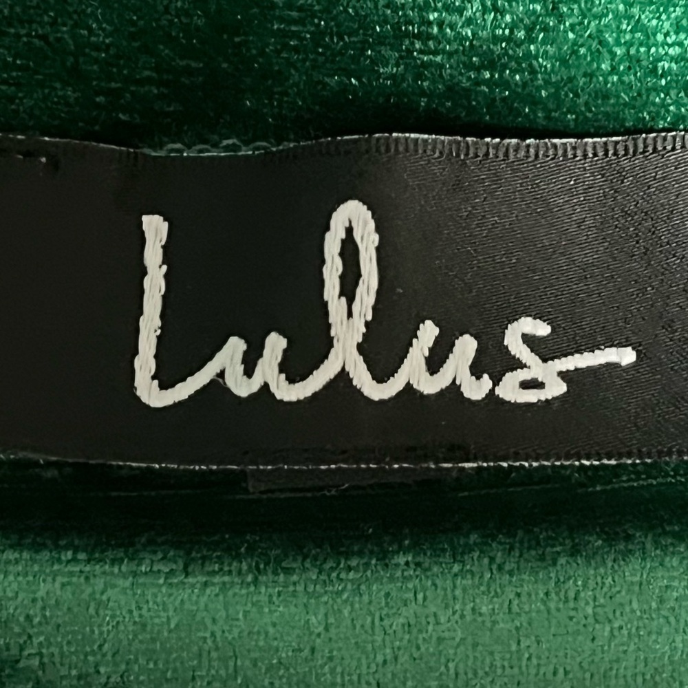 LULU’S Emerald GREEN VELVET stretch elastic waist sleek sexy midi pencil SKIRT - Picture 3 of 9